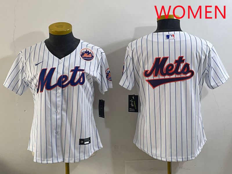 Women New York Mets Blank White Stripe Game 2025 Nike MLB Jersey style 16->women mlb jersey->Women Jersey